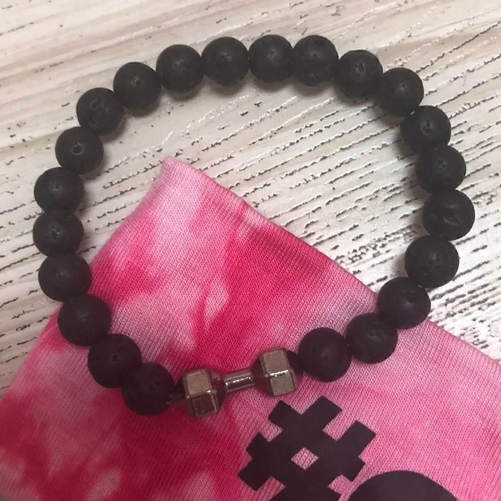 Fitness bundle Pink headband/barbell bracelet